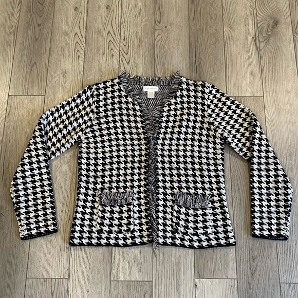Worthington Sweater Blazer Women’s Size Medium Houndstooth Stretch Fit Jacket - Picture 2 of 15